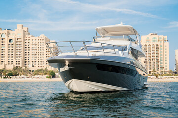 Fototapeta premium Luxury yacht in sea with beautiful sky
