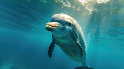 Joyful Dolphin: Aquatic Playtime in the Blue Sea