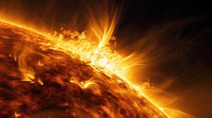 Solar Flare and Prominence on Sun's Surface
