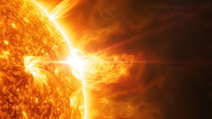 Solar Flare and Prominence on Sun's Surface