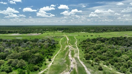 The dry Thamalakane river in Maun, Botswana, Africa