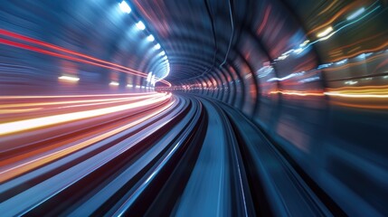 High-Speed Train Tunnel with Dynamic Light Trails