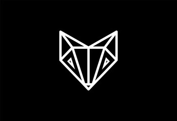 Line art style Diamond fox logo design vector template