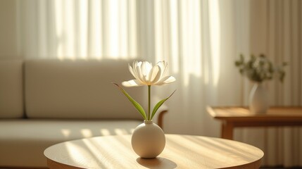 A white flower vase. Generative Ai.