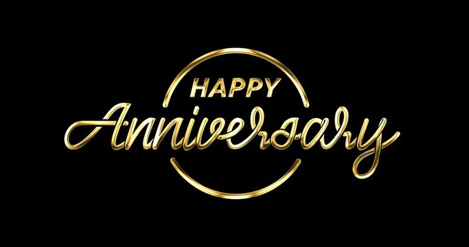 Happy Anniversary lettering text Animation on the transparent background. Handwritten text with modern brush lettering in 4 clips of luxury color. Great for celebrations and events