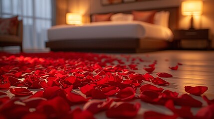 Rose Petals on Bed: A Monthly Celebration of Love and Romance Generative AI