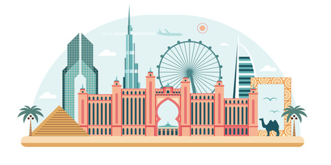 Obraz premium Travel Dubai City Skyline Web Banner