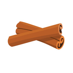 Two cinnamon sticks isolated on white background. Vector illustration