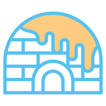  Iglo, Snowy, Winter, shelter, house Icon, Line color style icon vector illustration, Suitable for website, mobile app, print, presentation, infographic and any other project.