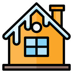  Snowy Home, House, Winter, Shelter, Cottage,  Icon, Filled Line style icon vector illustration, Suitable for website, mobile app, print, presentation, infographic and any other project.
