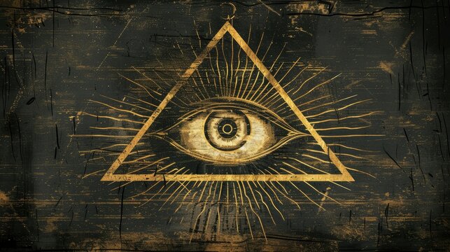 All seeing eye, illuminats, masons, symbol grunge style rough graphics