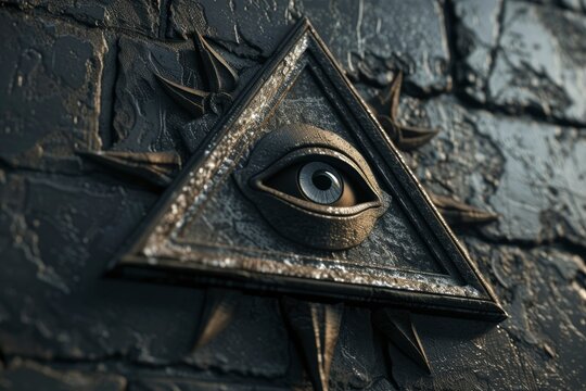 All seeing eye, illuminats, masons, symbol in 3d style
