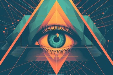 All seeing eye, illuminats, masons, symbol in flat vector graphics style