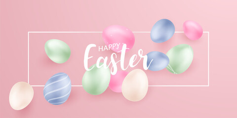 Happy Easter, beautiful egg greeting card vector illustration background