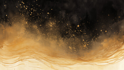 black and gold glitter water color background