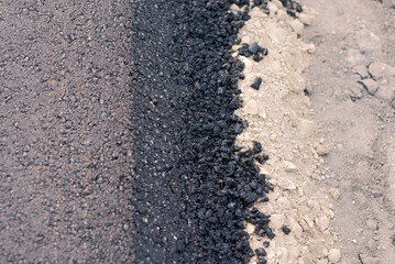 Fresh Asphalt Surface Background Texture Pattern. Road Maintenance And Construction