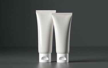 Blank plastic tube for cosmetics. Isolated mockup Cream or gel white plastic product tube
