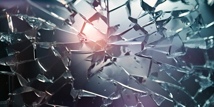 Broken glass in the office close-up 4K video