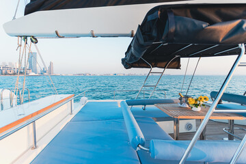 Fototapeta premium Sundeck on a luxury yacht