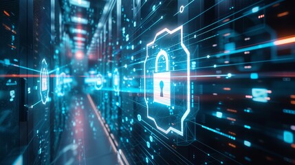 Obraz premium Digital Vigilance: Social Media Security Signs and Lock Symbol