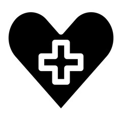 Heart shape with cross inside. Vector icon 