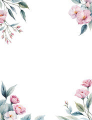 Fototapeta premium floral-frame-captured-in-watercolor-illustration-minimalist-style-absent-background-trending