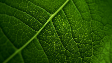 Vue macro sur une feuille verte. Gros plan texture d'un végétal - obrazy, fototapety, plakaty