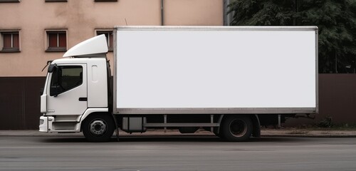 Blank mockup white sign on white truck