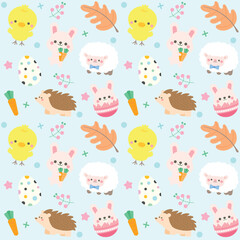 kid spring easter hand drawn seamless patterns fabric textiles clothing wrapping paper cover banner home decor cute pattern backgrounds Vector illustration