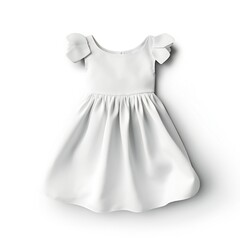 White infant cotton dress mockup isolated on white background Generative Ai