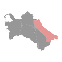 Lebap Region map, administrative division of Turkmenistan. Vector illustration.