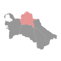 Fototapeta premium Dasoguz Region map, administrative division of Turkmenistan. Vector illustration.