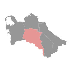 Obraz premium Ahal Region map, administrative division of Turkmenistan. Vector illustration.