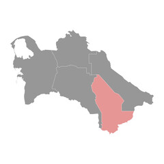 Fototapeta premium Mary Region map, administrative division of Turkmenistan. Vector illustration.