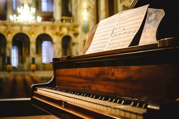 Close-Up Shot of Piano on Theater Stage. Generative ai
