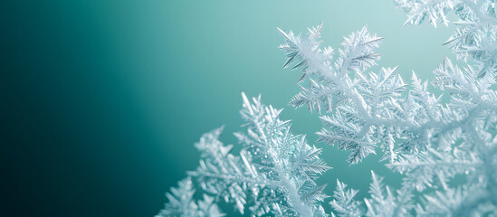 Frosty Snowflakes Close-up on Gradient Background