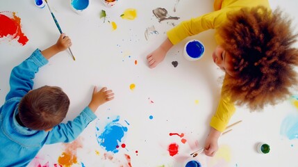 Creative Children Enjoying Art and Painting. Generative ai - obrazy, fototapety, plakaty