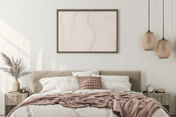 Bedroom With Large Bed and Wall Painting