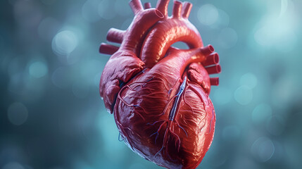 Anatomy of the Human Heart on medical background.generative ai - obrazy, fototapety, plakaty