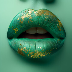 Golden Flecked Green Lips Close-up