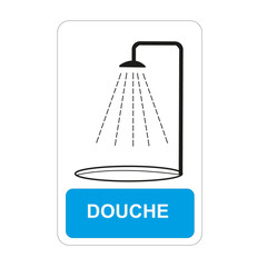 Panneau rectangulaire sur fond blanc: indiquant: douche	