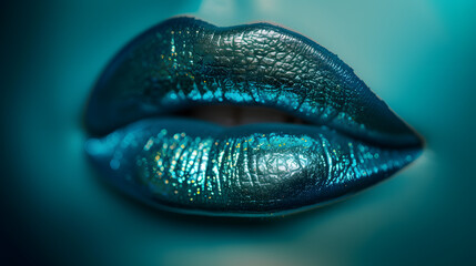 Sparkling Blue Lips Close-up