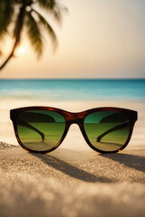 Fototapeta na wymiar Tropical Beach View through Sunglasses