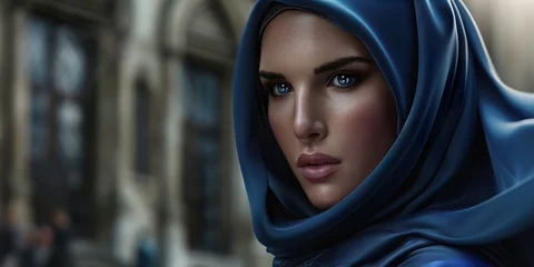 Foto op Plexiglas portrait of a woman in a hood © Saad