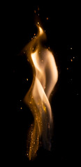 Fototapeta na wymiar Isolated flames with sparks on a black background