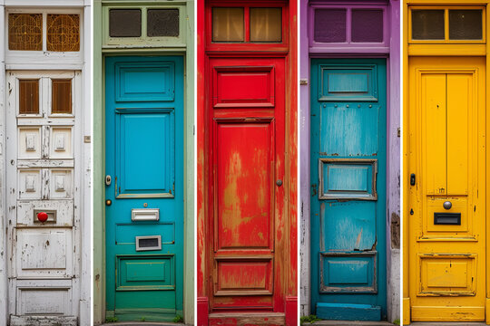 Series of colorful, beautiful doors