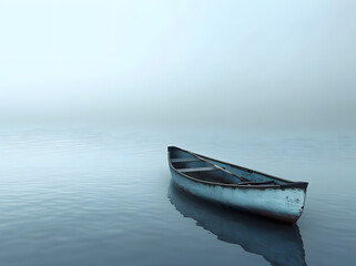 Serene Canoe in Misty Waters