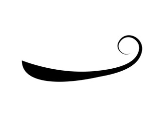Swoosh typography text tail shape. Calligraphic decoration swish symbol. Retro underline, black stroke or ornament design  illustration
