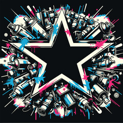 vector Graffiti spray frame in star shape