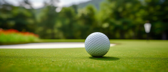 Golf Ball that finds itself in a Difficult Situation after the Shot that Every Golfer Knows Wallpaper Background Brainstorming Family Digital Art Magazine Poster Symbolimage